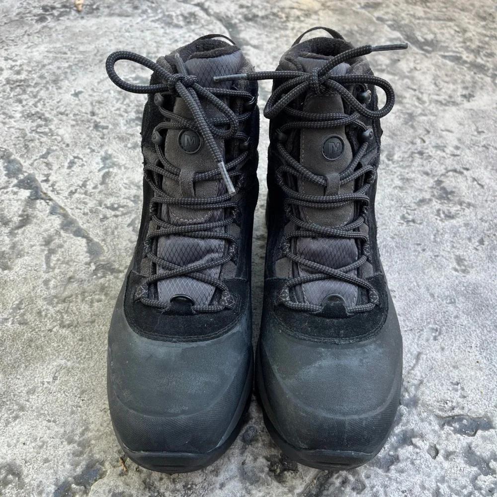 Merrell Mens Ice Jam Waterproof Black Suede Winter Hiking Boots J15031 Size 10.5